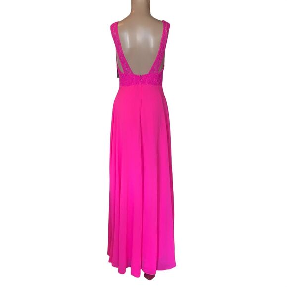 ASOS Womens Maxi Dress Sleeveless Lace and Chiffon Vibrant Bright Pink Size 2 - Picture 7 of 13